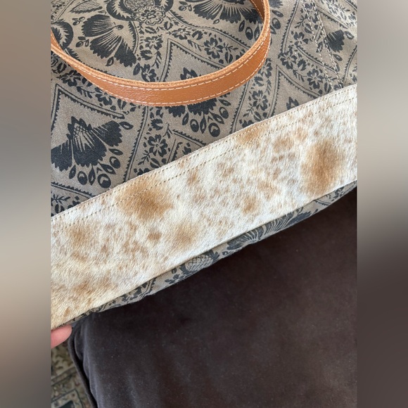 Namaste Tote Bag By Myra Bag, Western, Cotton Canvas/Cowhide, Carry On, Recycled - Picture 6 of 15